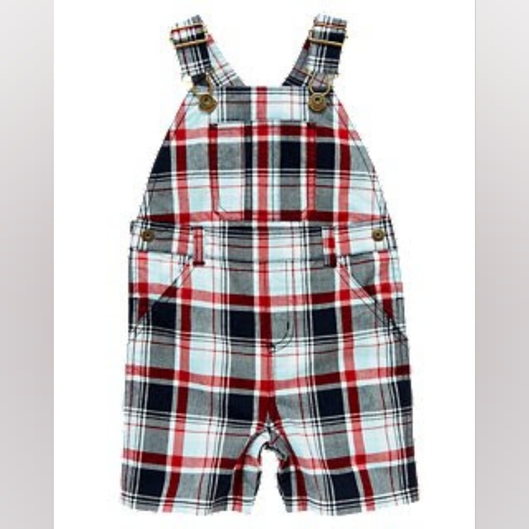 Gymboree Plaid Shortalls - Picture 1 of 4